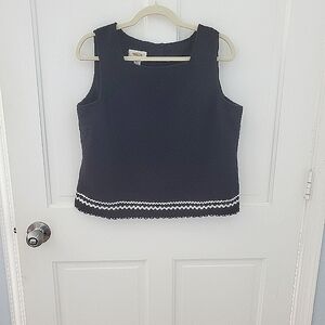 Talbots Ladies Black Top with Zigzag Embellishments at hem. Size Medium